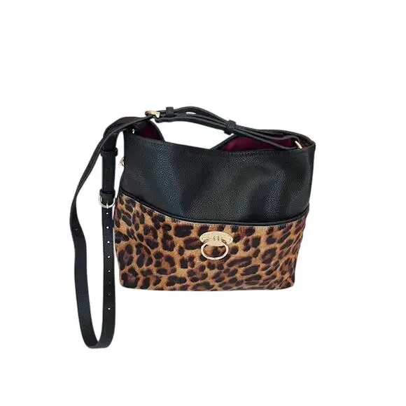 Talbots Hobo Bag Leopard Leather Calf Hair - Picture 9 of 11